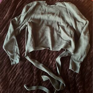 Green Long Sleeve Backless Top